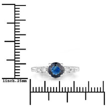 Load image into Gallery viewer, 1.38 Carat Genuine Blue Sapphire and White Diamond 14K White Gold Ring
