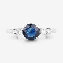 Load image into Gallery viewer, 1.38 Carat Genuine Blue Sapphire and White Diamond 14K White Gold Ring
