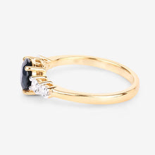 将图片加载到图库查看器,1.38 Carat Genuine Blue Sapphire and White Diamond 14K Yellow Gold Ring