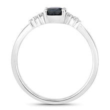 Load image into Gallery viewer, 0.84 Carat Genuine Blue Sapphire and White Diamond 14K White Gold Ring