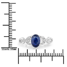 Load image into Gallery viewer, 1.12 Carat Genuine Blue Sapphire and White Diamond 14K White Gold Ring
