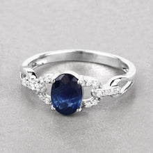 Load image into Gallery viewer, 1.12 Carat Genuine Blue Sapphire and White Diamond 14K White Gold Ring