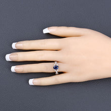 Load image into Gallery viewer, 1.12 Carat Genuine Blue Sapphire and White Diamond 14K White Gold Ring