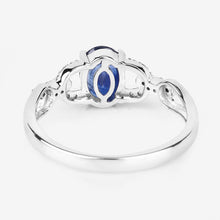 Load image into Gallery viewer, 1.12 Carat Genuine Blue Sapphire and White Diamond 14K White Gold Ring