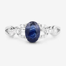 Load image into Gallery viewer, 1.12 Carat Genuine Blue Sapphire and White Diamond 14K White Gold Ring