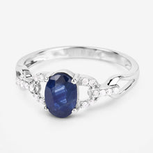 Load image into Gallery viewer, 1.12 Carat Genuine Blue Sapphire and White Diamond 14K White Gold Ring