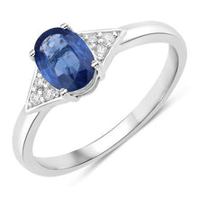 Load image into Gallery viewer, 1.01 Carat Genuine Blue Sapphire and White Diamond 14K White Gold Ring