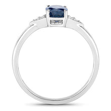 Load image into Gallery viewer, 1.01 Carat Genuine Blue Sapphire and White Diamond 14K White Gold Ring