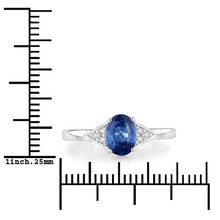 Load image into Gallery viewer, 1.01 Carat Genuine Blue Sapphire and White Diamond 14K White Gold Ring