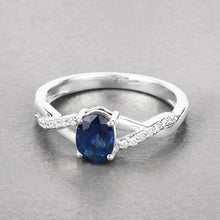 Load image into Gallery viewer, 1.04 Carat Genuine Blue Sapphire and White Diamond 14K White Gold Ring