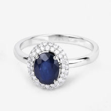 Load image into Gallery viewer, 1.84 Carat Genuine Blue Sapphire and White Diamond 14K White Gold Ring