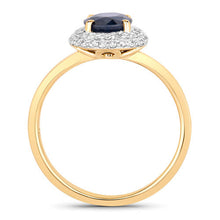 Load image into Gallery viewer, 1.84 Carat Genuine Blue Sapphire and White Diamond 14K Yellow Gold Ring