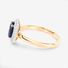 Load image into Gallery viewer, 1.84 Carat Genuine Blue Sapphire and White Diamond 14K Yellow Gold Ring