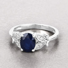 将图片加载到图库查看器,1.62 Carat Genuine Blue Sapphire and White Diamond 14K White Gold Ring