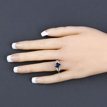 将图片加载到图库查看器,1.62 Carat Genuine Blue Sapphire and White Diamond 14K White Gold Ring