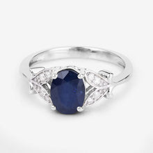 将图片加载到图库查看器,1.62 Carat Genuine Blue Sapphire and White Diamond 14K White Gold Ring