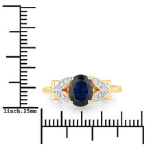 Load image into Gallery viewer, 1.62 Carat Genuine Blue Sapphire and White Diamond 14K Yellow Gold Ring