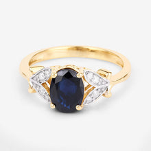 Load image into Gallery viewer, 1.62 Carat Genuine Blue Sapphire and White Diamond 14K Yellow Gold Ring