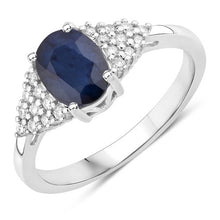 Load image into Gallery viewer, 1.73 Carat Genuine Blue Sapphire and White Diamond 14K White Gold Ring