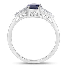 Load image into Gallery viewer, 1.73 Carat Genuine Blue Sapphire and White Diamond 14K White Gold Ring