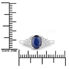 Load image into Gallery viewer, 1.73 Carat Genuine Blue Sapphire and White Diamond 14K White Gold Ring