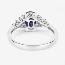 Load image into Gallery viewer, 1.73 Carat Genuine Blue Sapphire and White Diamond 14K White Gold Ring