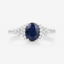 Load image into Gallery viewer, 1.73 Carat Genuine Blue Sapphire and White Diamond 14K White Gold Ring