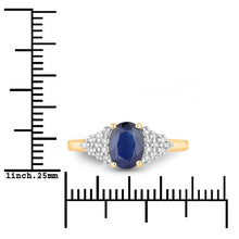 Load image into Gallery viewer, 1.73 Carat Genuine Blue Sapphire and White Diamond 14K Yellow Gold Ring