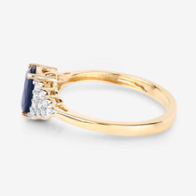 Load image into Gallery viewer, 1.73 Carat Genuine Blue Sapphire and White Diamond 14K Yellow Gold Ring