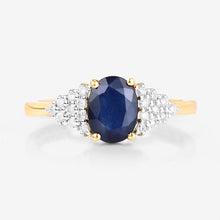 Load image into Gallery viewer, 1.73 Carat Genuine Blue Sapphire and White Diamond 14K Yellow Gold Ring
