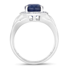 Load image into Gallery viewer, 3.31 Carat Genuine Blue Sapphire and White Diamond 14K White Gold Ring
