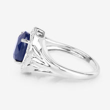 Load image into Gallery viewer, 3.31 Carat Genuine Blue Sapphire and White Diamond 14K White Gold Ring
