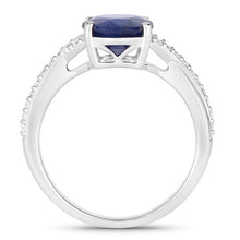 Load image into Gallery viewer, 3.28 Carat Genuine Blue Sapphire and White Diamond 14K White Gold Ring