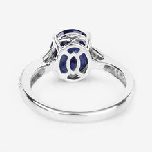 Load image into Gallery viewer, 3.28 Carat Genuine Blue Sapphire and White Diamond 14K White Gold Ring