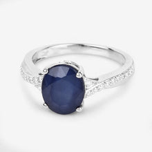 Load image into Gallery viewer, 3.28 Carat Genuine Blue Sapphire and White Diamond 14K White Gold Ring
