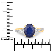 Load image into Gallery viewer, 3.28 Carat Genuine Blue Sapphire and White Diamond 14K Yellow Gold Ring