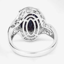 Load image into Gallery viewer, 6.52 Carat Genuine Blue Sapphire and White Diamond 14K White Gold Ring
