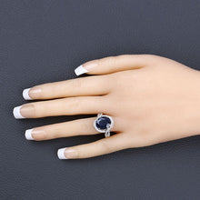 Load image into Gallery viewer, 6.52 Carat Genuine Blue Sapphire and White Diamond 14K Yellow Gold Ring