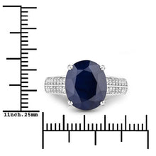 Load image into Gallery viewer, 6.49 Carat Genuine Blue Sapphire and White Diamond 14K White Gold Ring
