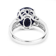 Load image into Gallery viewer, 6.49 Carat Genuine Blue Sapphire and White Diamond 14K White Gold Ring