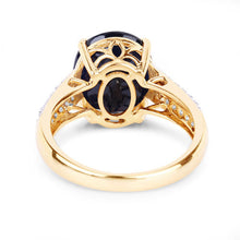Load image into Gallery viewer, 6.49 Carat Genuine Blue Sapphire and White Diamond 14K Yellow Gold Ring
