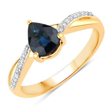 Load image into Gallery viewer, 1.17 Carat Genuine Blue Sapphire and White Diamond 14K Yellow Gold Ring