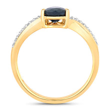 Load image into Gallery viewer, 1.17 Carat Genuine Blue Sapphire and White Diamond 14K Yellow Gold Ring
