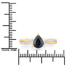 Load image into Gallery viewer, 1.17 Carat Genuine Blue Sapphire and White Diamond 14K Yellow Gold Ring