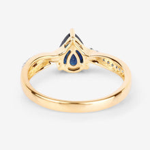 Load image into Gallery viewer, 1.17 Carat Genuine Blue Sapphire and White Diamond 14K Yellow Gold Ring
