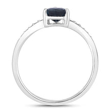 Load image into Gallery viewer, 0.89 Carat Genuine Blue Sapphire and White Diamond 14K White Gold Ring