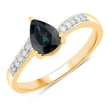 Load image into Gallery viewer, 0.89 Carat Genuine Blue Sapphire and White Diamond 14K Yellow Gold Ring