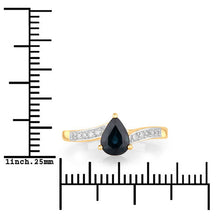 Load image into Gallery viewer, 0.89 Carat Genuine Blue Sapphire and White Diamond 14K Yellow Gold Ring