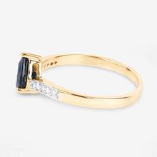 Load image into Gallery viewer, 0.89 Carat Genuine Blue Sapphire and White Diamond 14K Yellow Gold Ring