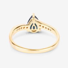 Load image into Gallery viewer, 0.89 Carat Genuine Blue Sapphire and White Diamond 14K Yellow Gold Ring